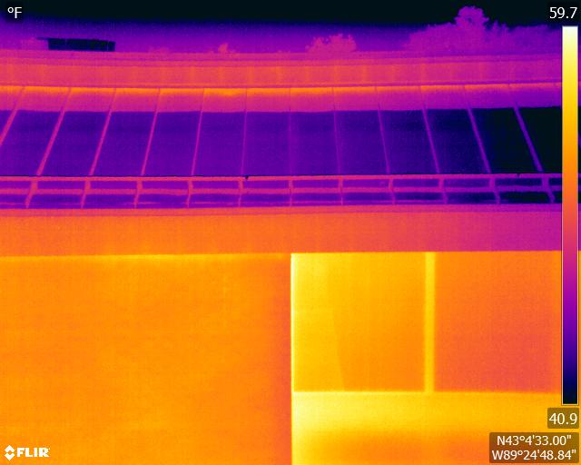 A thermal image of a building exterior.